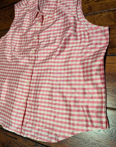 Silk Lore Beth Terrell Sleeveless Pink Check Button-Up Blouse Shirt Size 2X NWT - Picture 5 of 18