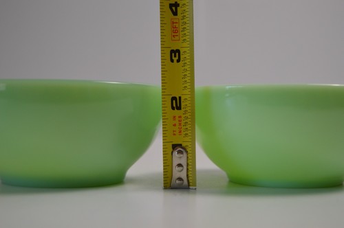 2 ciotole peperoncino cereali giadeite 5" vintage da collezione vetro verde Fire-King - Foto 9 di 9