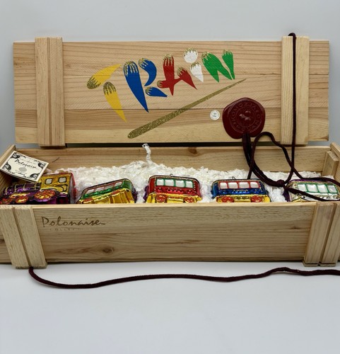 5 tlg Glas Zug Kurt Adler Polonaise Sammlung Ornament Set Holzkiste *LESEN - Bild 2 von 24