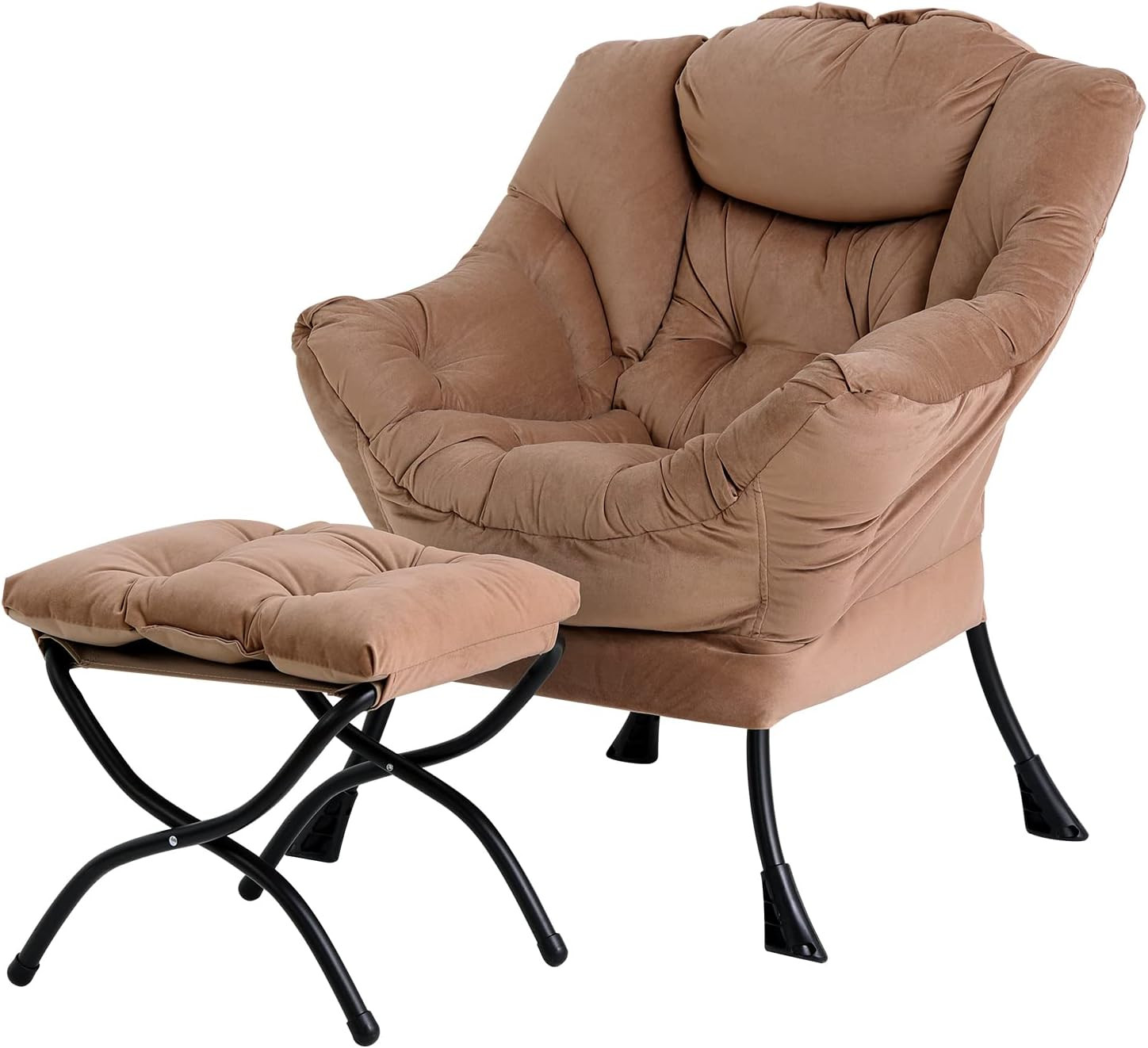Large Lazy Chair with Ottoman, Accent Reading Chair with a Footrest, Cozy Lounge
