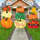 9PCS Pumpkin Yard Signs w/ Stakes, Fall Thanksgiving Outdoor Lawn Decorations