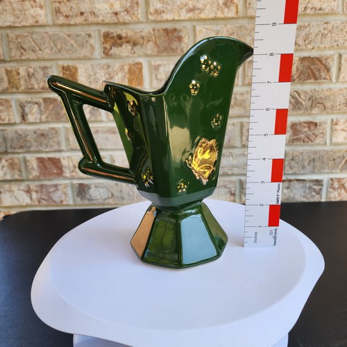 Vintage Rumpf Kunstkeramik 3D Schmetterling Krug 1956 Dark Hunter olivgrün 8,5" Gold - Bild 7 von 9