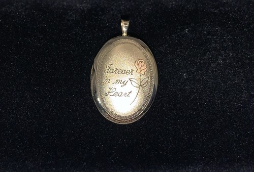 Vintage 1/20 14K Gold Filled “Forever In My Heart” Oval Locket Pendant-2 Photos - Picture 13 of 18