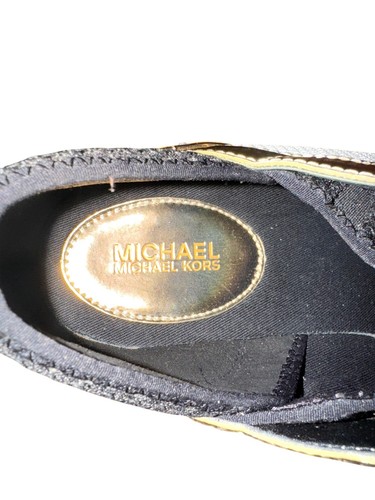 Michael Kors Liv Glitter Mesh Trainers Sneakers Black Gold White Women's 11M - Picture 5 of 9