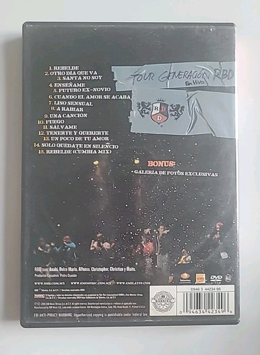 REBELDE TOUR GENERACIÓN RBD EN VIVO & ¿QUÉ HAY DETRÁS DE...? ANAHÍ .. Lote 2 DVD - Picture 7 of 17