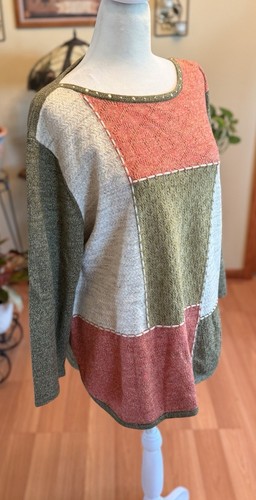 NWT Alfred Dunner Women’s XL Patch Sweater Olive Cotton Polyester Studded Neck - Picture 5 of 14