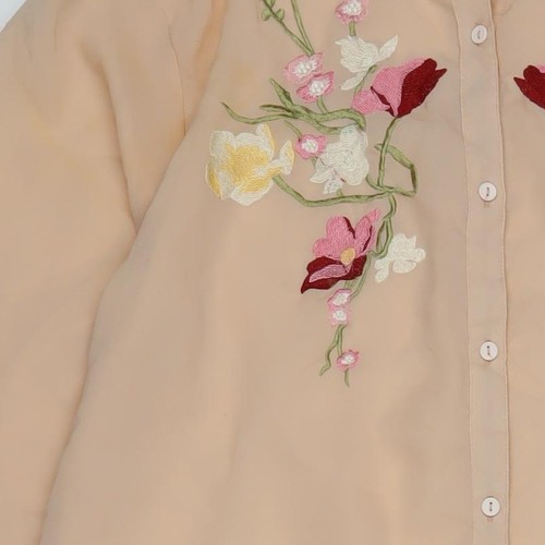 Boohoo Women's Beige Embroidered Shirt Dress Size 16 - Picture 10 of 12