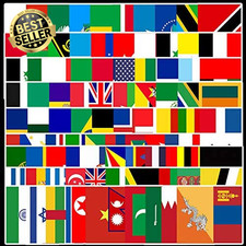 100 Pcs National Flag Stickers, Vinyl Waterproof Decals for Water Bottles & Lapt