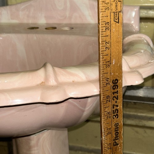 Rosa Standwaschbecken marmoriert Vintage Mid Century selten - Bild 5 von 20