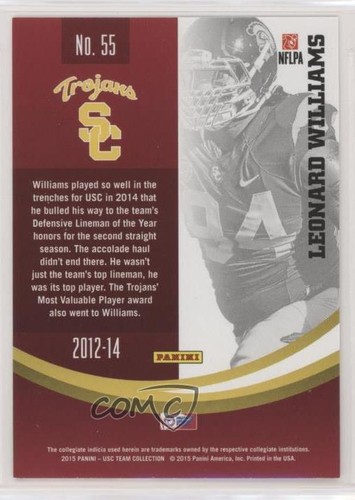 2015 Panini USC Trojans Leonard Williams #55 Rookie RC - Picture 2 of 4