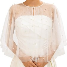 Pearl Bridal Shawl Bride Wedding Cape Women Elegant Wrap Cover Accessory