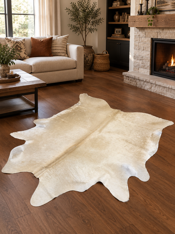 Genuine Ivory White Cowhide Rug Natural Cream Cow Skin Area Rug Rustic ...