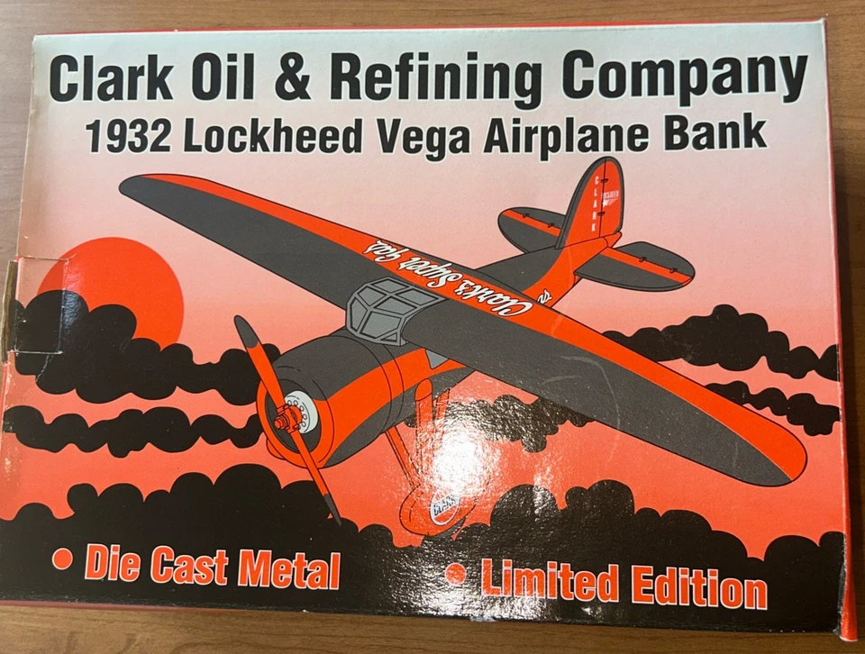 Clark Oil & Refining Airplane Hangar & 1932 Lockhead Vega Airplane Bank ~ J2 - Image 2 of 3