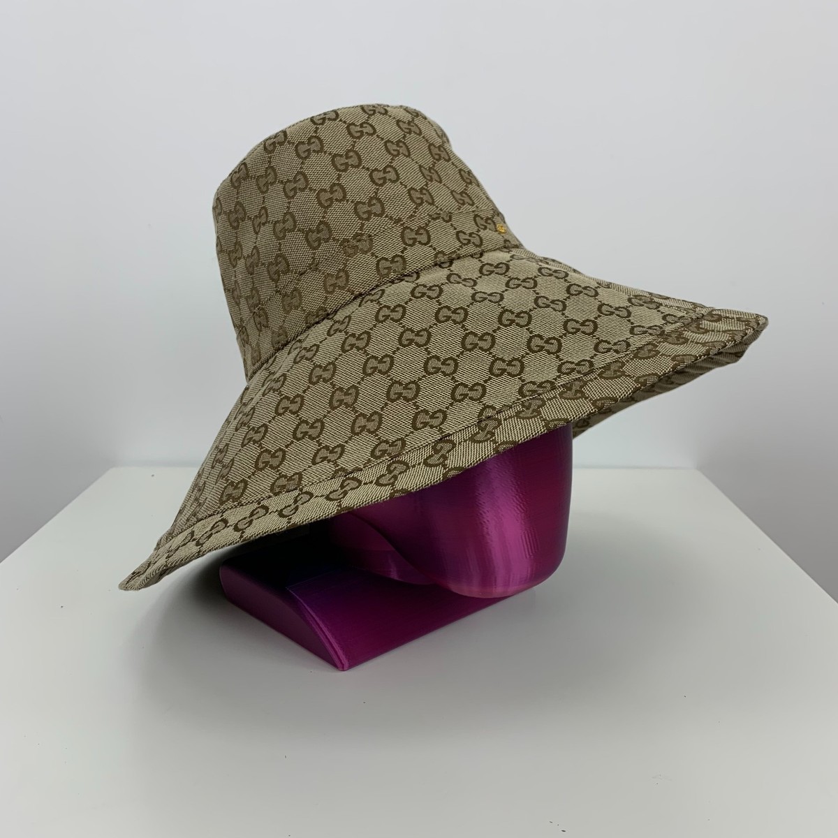 Ladies Gucci GG Monogram Canvas Jacquard Big Bucket Hat Wide Brim
