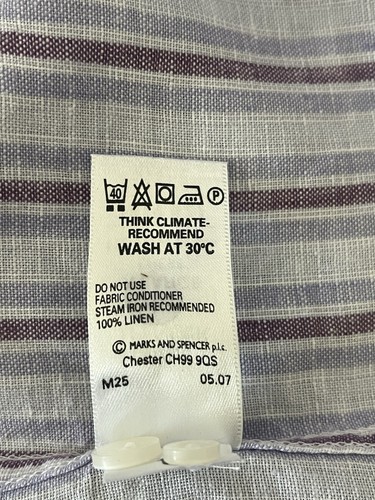 M&S Marks And Spencer Men’s stripe Linen Shirt Sz XL, chest 50” Big & Tall - Picture 5 of 6
