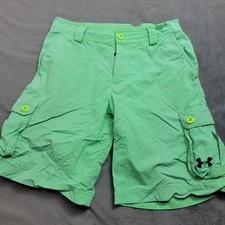 Under Armour Youth Green Cargo Shorts Size Medium Seersucker Cargo
