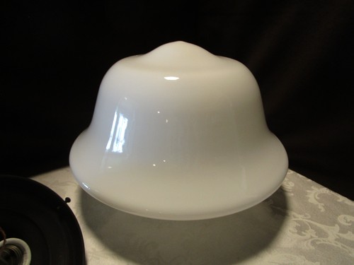 Rejuvenation School House Ceiling Light Milk Glass Globe Hanging 14” W Restored - Picture 18 of 22