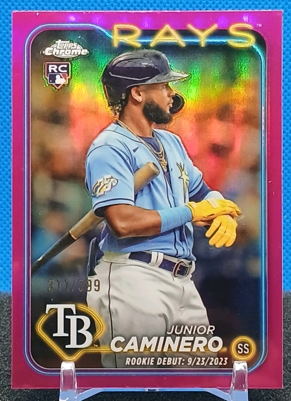 Junior Caminero #/399 RC 2024 Topps Chrome Update #USC193 Magenta Refractor Rays