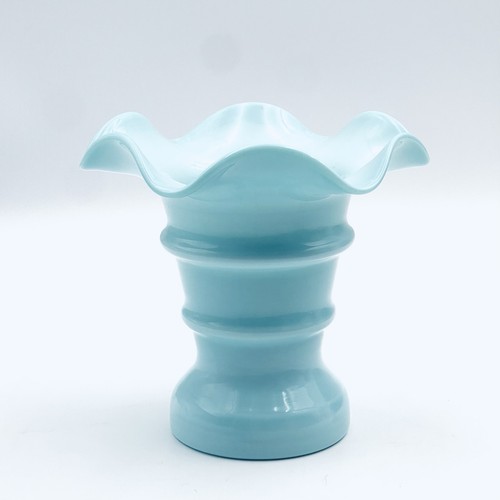 Altaglas MCM Vase Trompete gekräuselt Robin’s Egg blau Bouquet Alberta Kanada Vintage - Bild 1 von 10