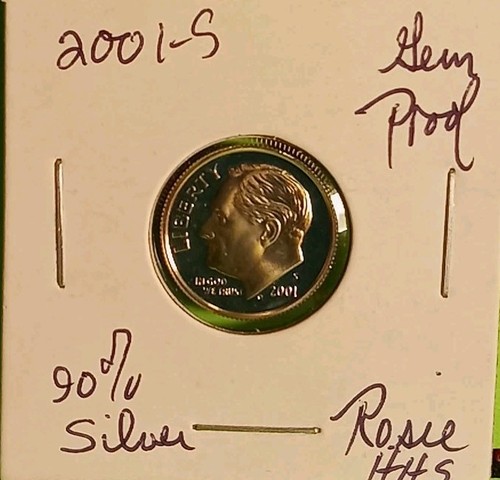 2001 S Roosevelt Groschen 90 % SILBER Polierte Platte Münze FROSTY Rosie Roosie GEM FDR SCHÖN HHS - Bild 2 von 4