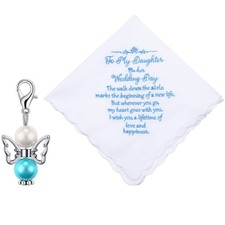 Tegeme 2 Pcs Brides Wedding Handkerchief Something for Daughter Blue Color Gi...