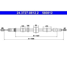 ATE 24.3727-0812.2 Seilzug Feststellbremse für PEUGEOT 306 7B N3 N5 7E 7A 7C