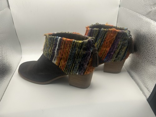 TOMS Mujer’s Botas Leila Botines Tacones Marrón Gamuza Arco Iris Hilo Cremallera Talla 9 - Imagen 4 de 9