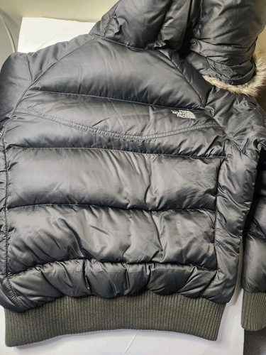 The North Face 550 Down Puffer Jacket Fur Hood Winter Coat Gray Bomber Medium - Bild 7 von 7