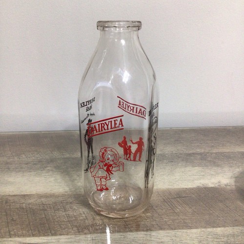 Vintage DAIRYLEA Glass Milk Bottle One Quart Two Color Red / Black - Picture 1 of 16
