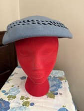 Vintage 50s Six-Way Beret Ladies Blue Felted Wool Hat