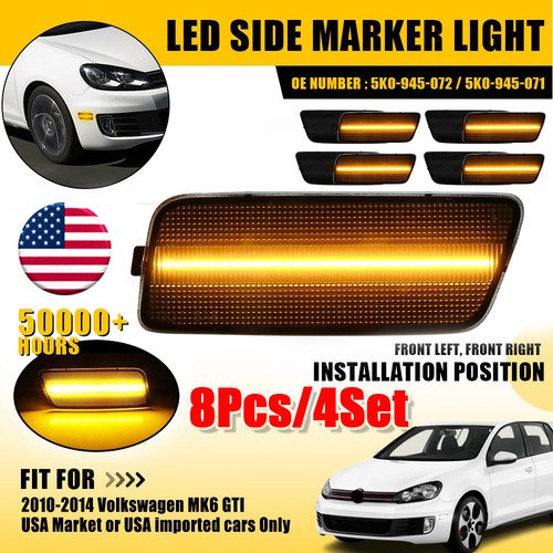 2-20Pcs Fit For 2010-2014 VW MK6 Front GTI Bumper Side Marker Light Amber/White - Picture 16 of 24