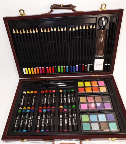 Art Advantage 🎨Deluxe Multi Media Art Set custodia in legno 82 pezzi e 10 spazzole BONUS! - Foto 20 di 20