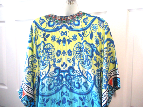 SAKKAS Vestido Bata Fluido Escote Joya Floral Caftán Caftán Talla Única - Imagen 5 de 7