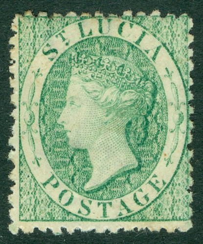 SG 8 St. Lucia 1863 (6d) smaragdgrün. Ein frisch montiertes postfrisches Exemplar KAT 225£