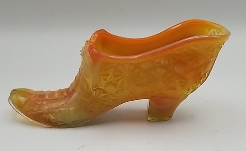 4 Stück Vintage FENTON Glas Schuhe, Hausschuhe, Stiefel rosa, orange, blau, grün - Bild 6 von 24