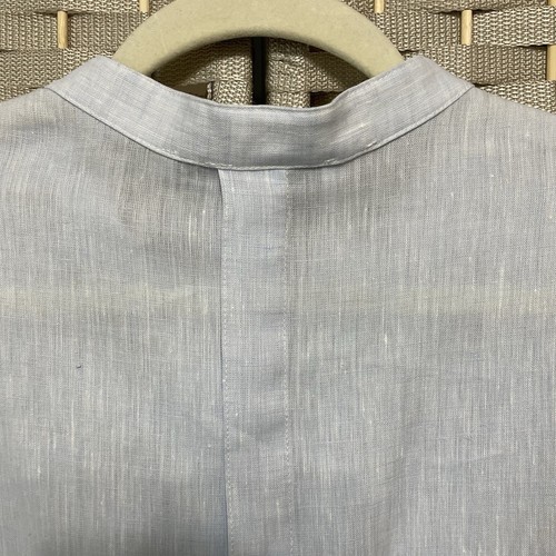 SARA CAMPBELL Linen Button Front Tunic Women’s M Pale Blue Back Vent Tiny Flaw - Picture 4 of 10
