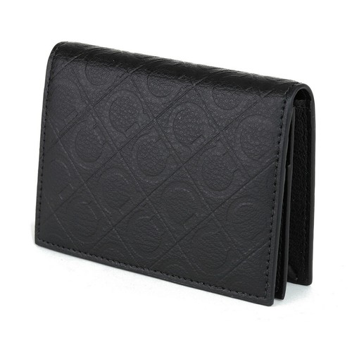 SALE FERRAGAMO Card Case Embossed Gancini Pattern Calfskin Flap Black NEW - Picture 4 of 8