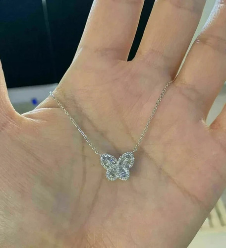 2Ct Round Lab Created Diamond Butterfly Pendant 14K White Gold Plated Free Chain - Picture 3 of 9