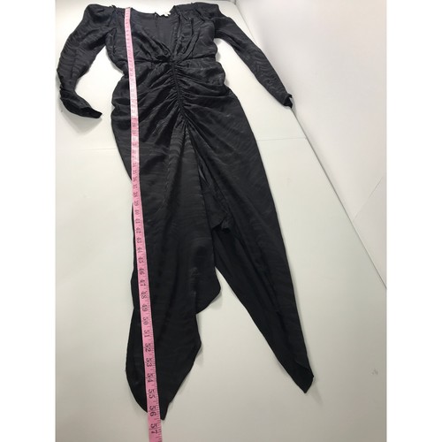 Vestido Ronny Kobo Astrid Acanalado Estampado Cebra Seda Satén Jacquard Negro Cóctel - Imagen 14 de 14