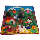 Vintage Folk Art Tapestry Wall Hanging Peru Handmade Embroidered 19x19 in