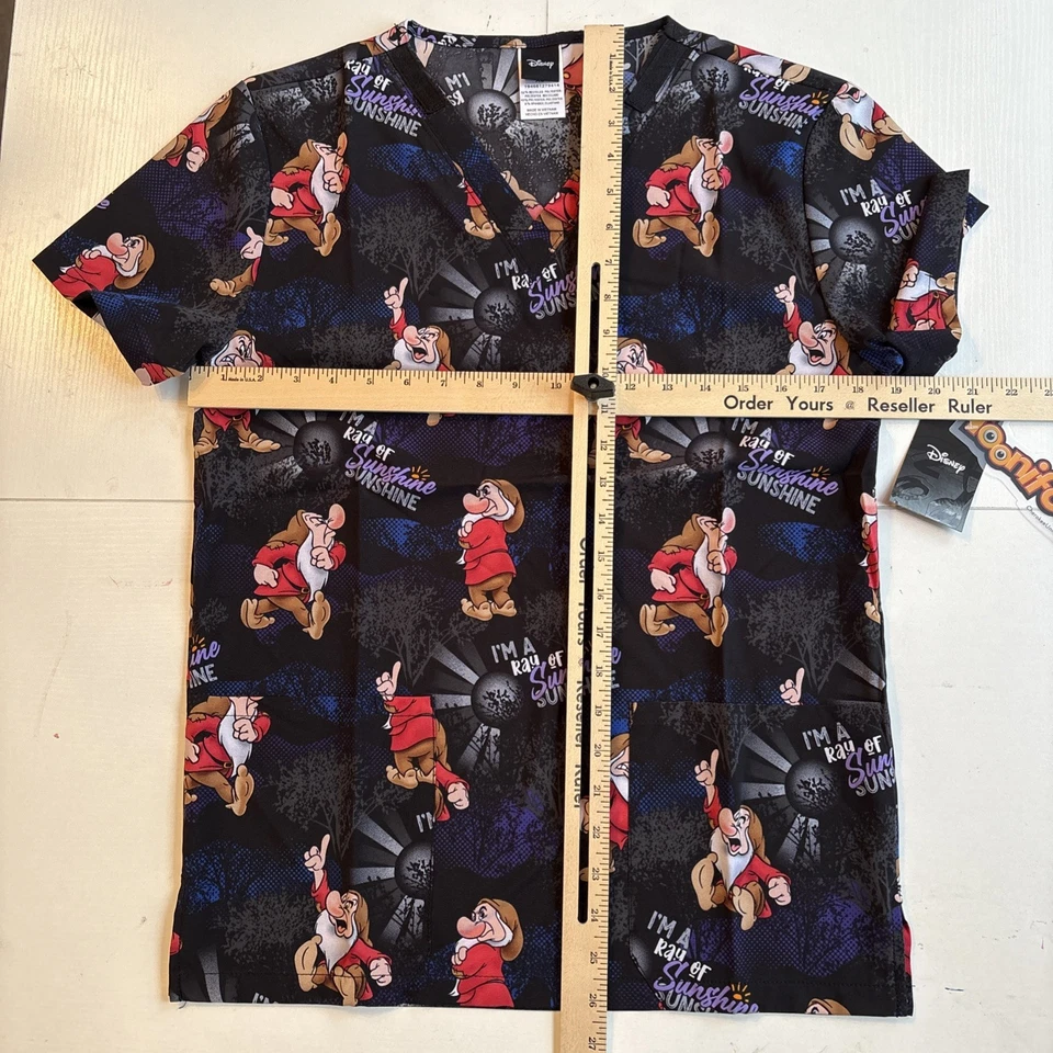 Grumpy Cherokee Scrubs Seven Dwarves Tooniforms Unisex V Neck Top TF728 Size XS - Image 4 of 4