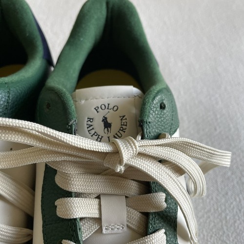 Polo Ralph Lauren Masters Court Men Size 12 Leather Sneakers White Green - Imagen 7 de 12