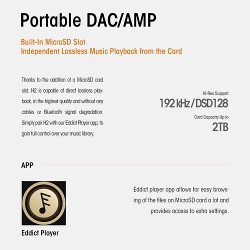 H2 2in1 Audio Player/Portable DAC, Desktop Headphone Amp,Bluetooth 5.0/LDAC,1... - Picture 8 of 8