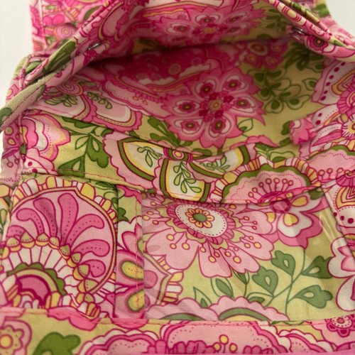 Vera Bradley Pink Petals Quilted Fabric Crossbody Wallet Purse with ID Window  - Picture 10 of 13