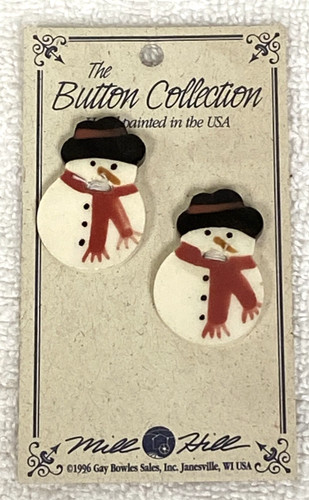 Mill Hill Christmas Snowman Buttons Unused on Card Button Collection Vintage