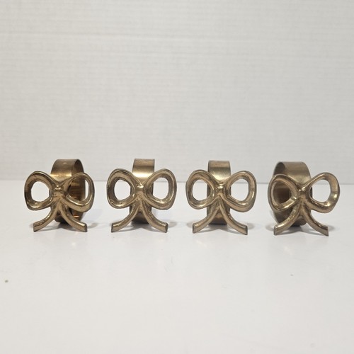 Lot of 4 Brass Bow Napkin Rings Made In India Liards Ltd - Picture 2 of 8
