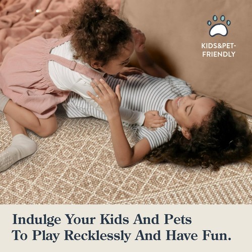 Bauernhaus Geo Flur Läufer 2x6, Waschbar Beige Küchenläufer Teppich 6 Fuß Nicht... - Bild 7 von 9