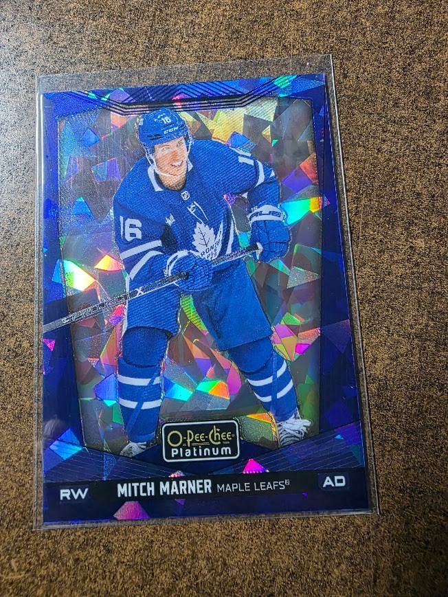 2024-25 O-Pee-Chee Platinum #31 Mitch Marner Blue Fragments #/125 Leafs Knights