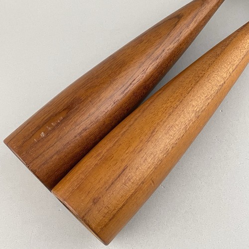Vintage Danish Turned Teak Wood Tulip Candlesticks MCM 11" Set of 2 - Picture 19 of 24