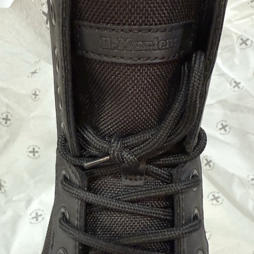 Dr. Martens Combs Combat Boots Mens 7 Womens 8 Black Tough Poly 8 Eye Fold Down - Picture 10 of 11
